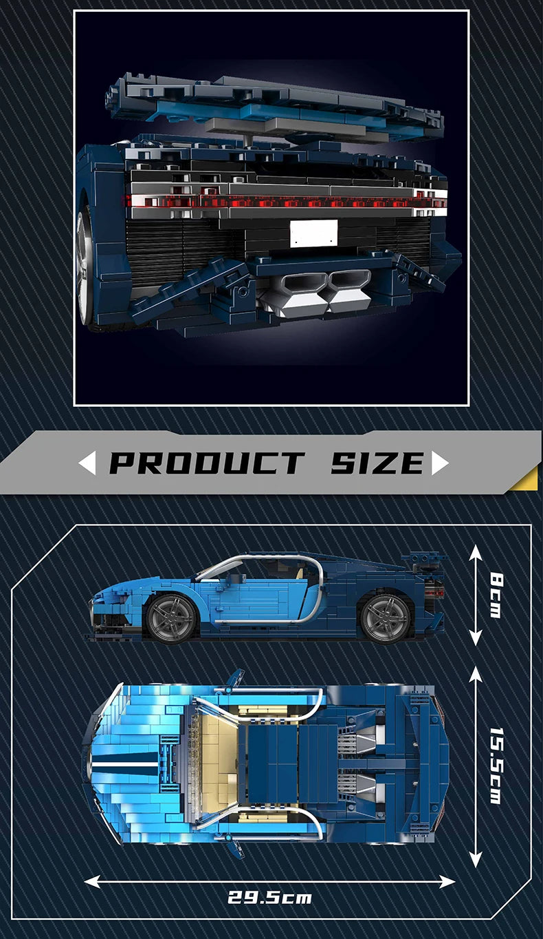 Comnox - Mould King - Technische Sportwagen Bouwset - 1222 Stuks - Blauw Supercar Model - LEGO Compatible - Ideaal voor Autoliefhebbers - Comnox Company