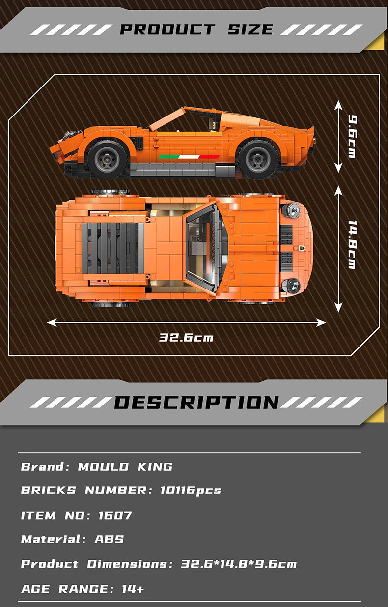Comnox - Mould King Oranje Mura Sportwagen - 1607 Stukjes - LEGO Compatible - Technisch Speelgoed - Comnox Company