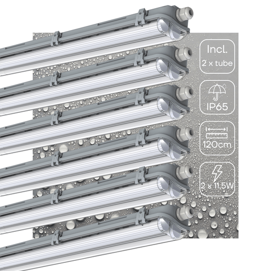 Comnox - LED TL armatuur 120 cm - Robuuste verlichting voor binnen en buiten - 6 pack
