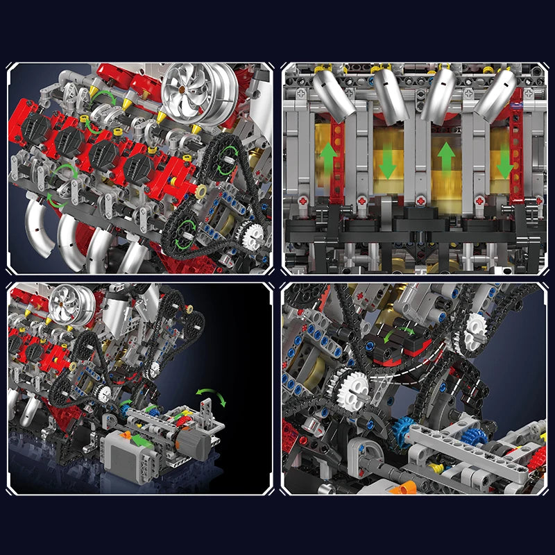 Comnox - Mould King - F488 Supercar V8 Motor Bouwset - 2718 Stuks - Technische Speelgoedset met Realistische Functies - LEGO Compatible - Comnox Company