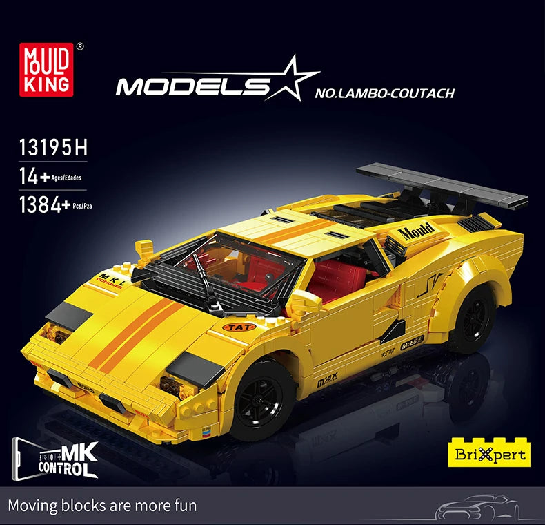 Comnox - Mould King Lamborghini Countach Bouwset - 1384 Stukjes - LEGO Compatible - Iconisch Technisch Speelgoed - Geel - Comnox Company