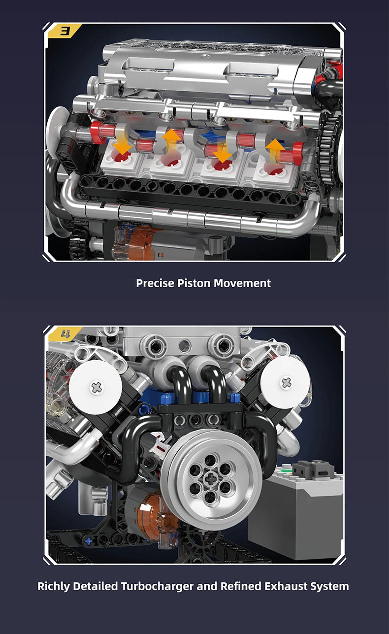 Comnox - Mould King - Technische Bouwset - Gemotoriseerde V8 Motor - 535 Stuks - Voor Kinderen en Techniekfans - LEGO Compatible - Comnox Company