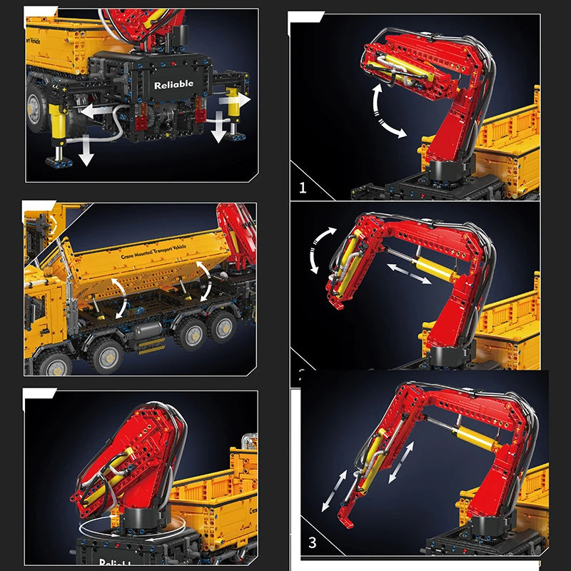 Comnox - Mould King - Technische Auto Bouwset - Zelfladende Kraan - Afstandsbediening - 4012 Stuks - Geavanceerd Model voor Bouw en Verzamelaars - RC Truck - Crane Transport Vehicle - LEGO Compatible - Comnox Company