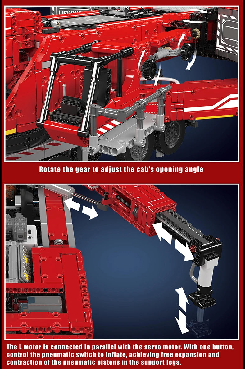 Comnox - Mould King - LTM 11200 Kraan Vrachtwagen Bouwset - 8506 Stuks - Compatibel met LEGO - Technisch Speelgoed - Rood - Comnox Company