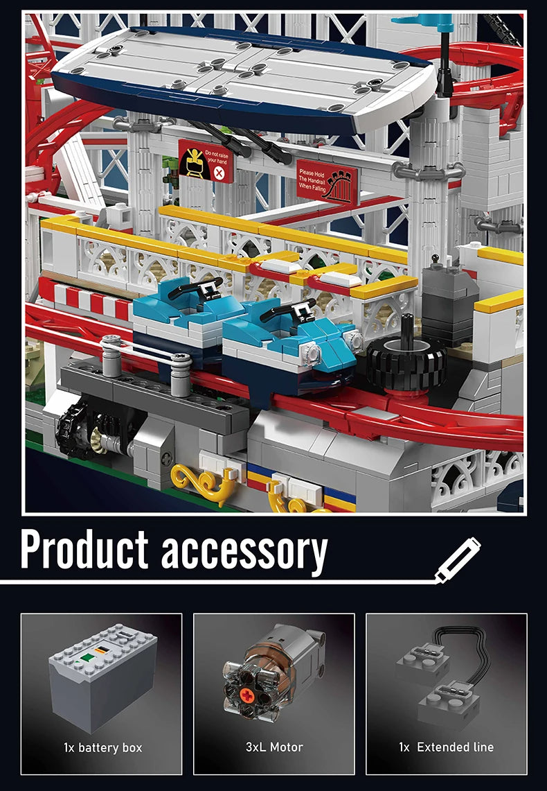 Comnox - Mould King - Technische Achtbaan Bouwset - 3646 Stuks - Gemotoriseerde Rollercoaster - Compatibel met LEGO - Speelgoed voor Fans van Pretparkmodellen - Comnox Company