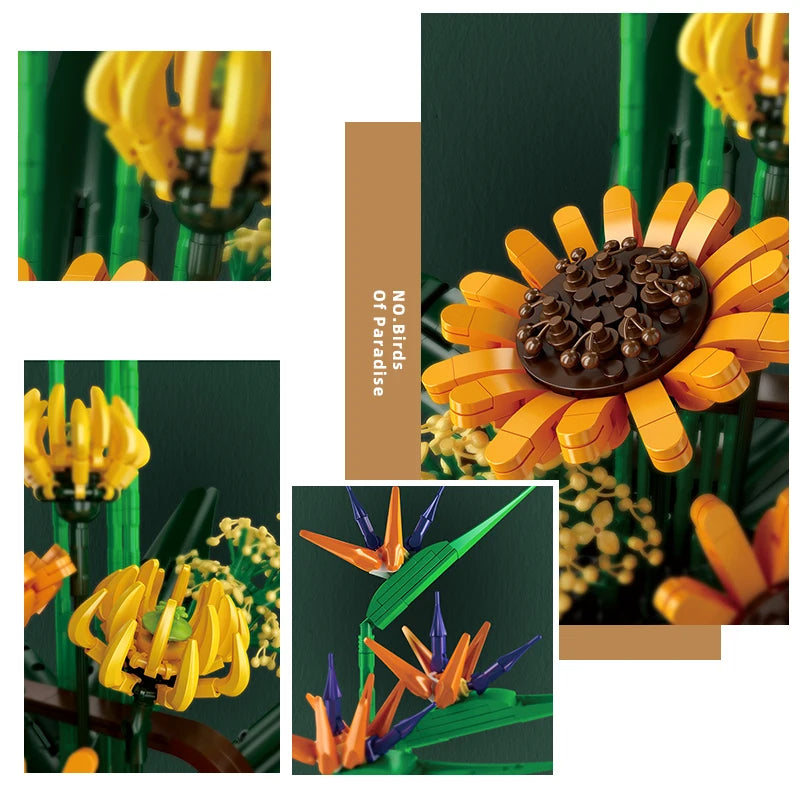Comnox - Mould King - Bloemenboeket Bouwset - 1158 Stukjes - LEGO Compatible - Decoratieve Bloemenpracht - Strelitzia - Comnox Company