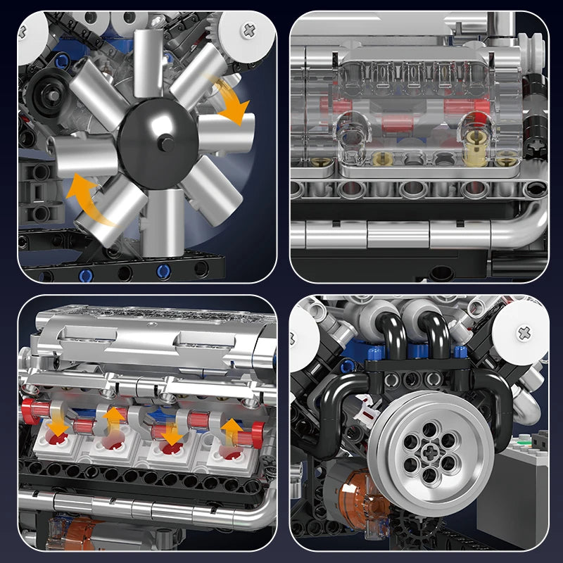 Comnox - Mould King - Technische Bouwset - Gemotoriseerde V8 Motor - 535 Stuks - Voor Kinderen en Techniekfans - LEGO Compatible - Comnox Company