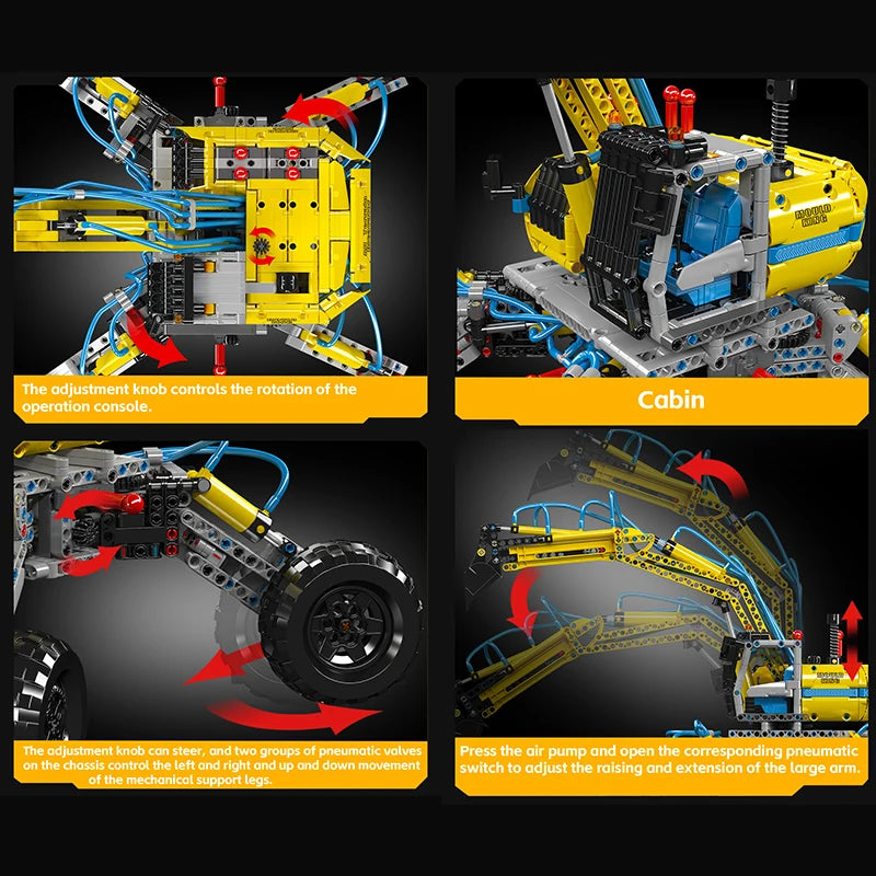 Comnox - Mould King - All-Terrain Graafmachine Bouwset - 1372 Stukjes - LEGO Compatible - Pneumatisch Model