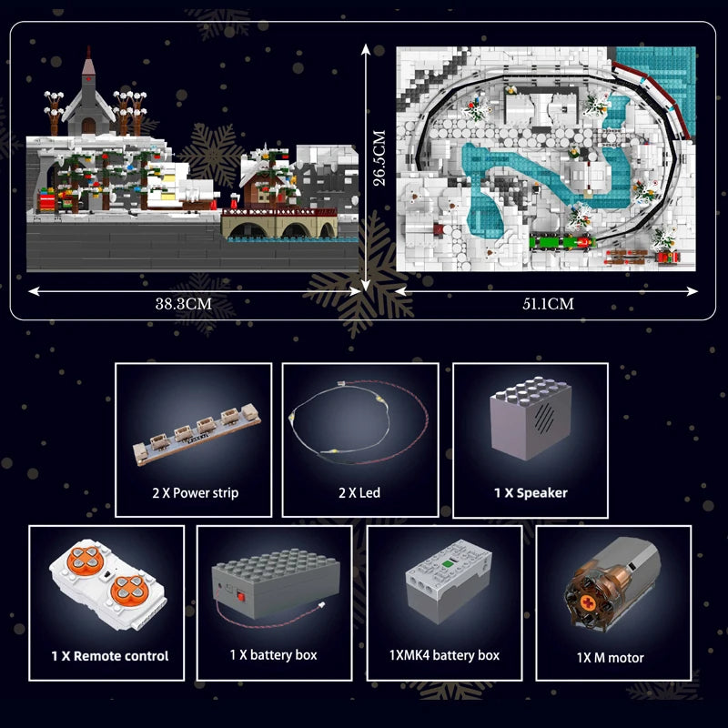 Comnox - Mould King - Kersttrein Wonderland - Gemotoriseerd Bouwpakket - 4234 Stenen - Remote Control Christmas Train Set - Speelgoed voor Kerstliefhebbers en Kinderen - LEGO Compatible