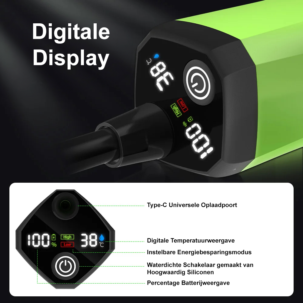Comnox - Draagbare Camping Douchepomp - Digitale Display - Oplaadbaar - Buitendouche met Waterstop - 6000mAh Battery - Camping Shower - Zwart