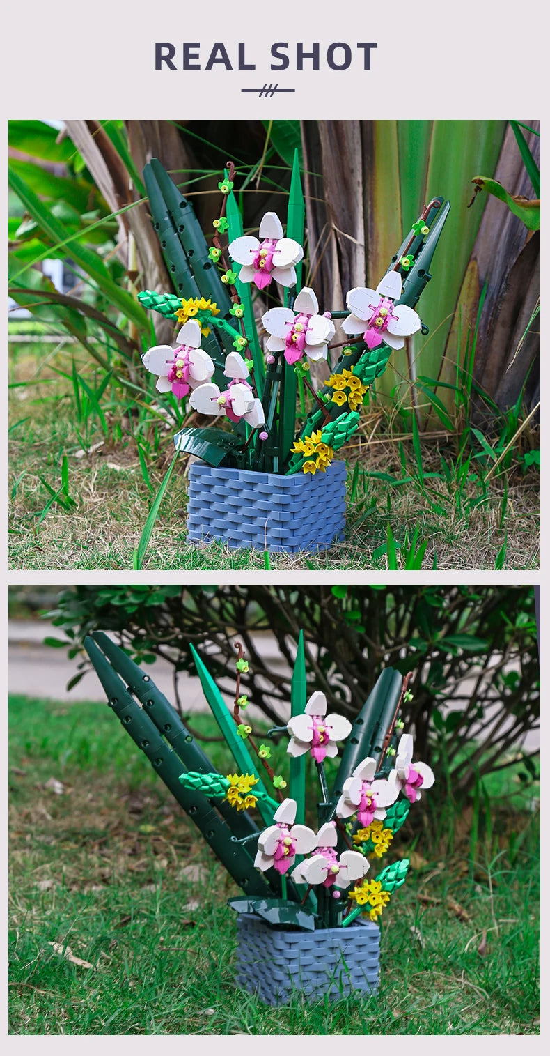 Comnox - Mould King - Bloemenboeket Bouwset - 1158 Stukjes - LEGO Compatible - Decoratieve Bloemenpracht - Orchidee - Comnox Company