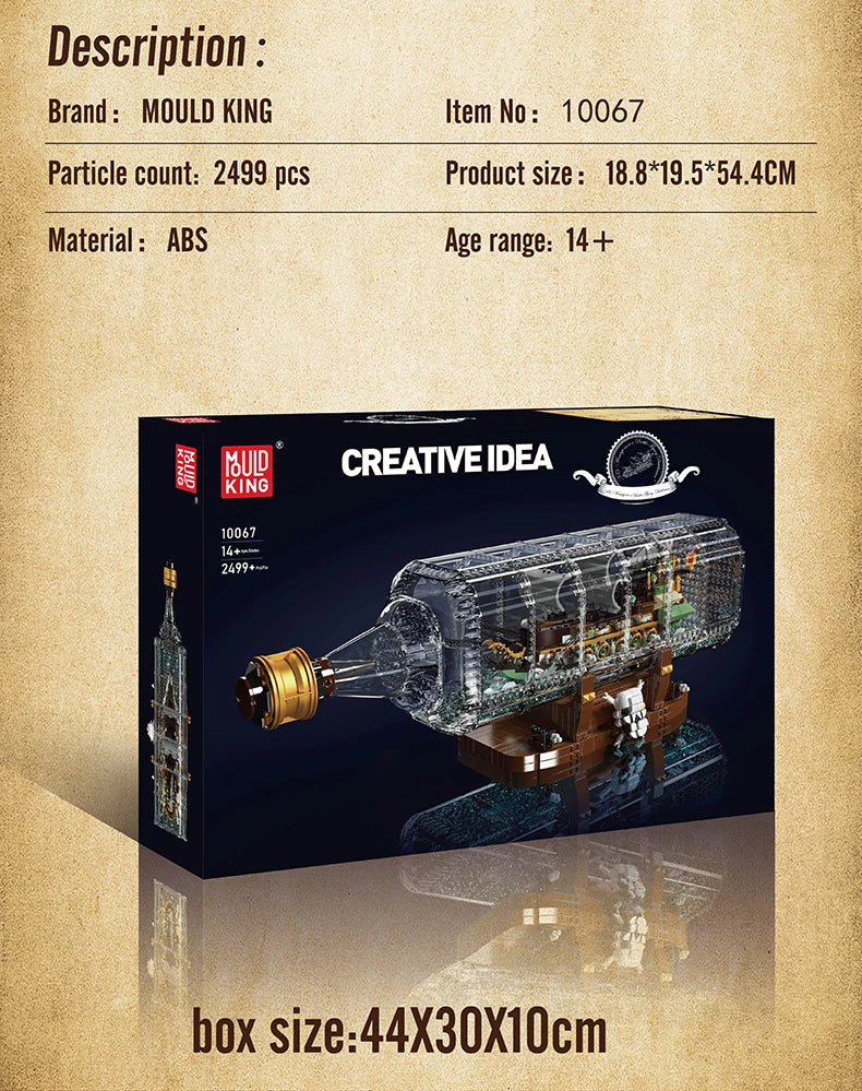 Comnox - Mould King - Schip in een Fles Bouwset - 2499 Stukjes - LEGO Compatible - Decoratieve Display