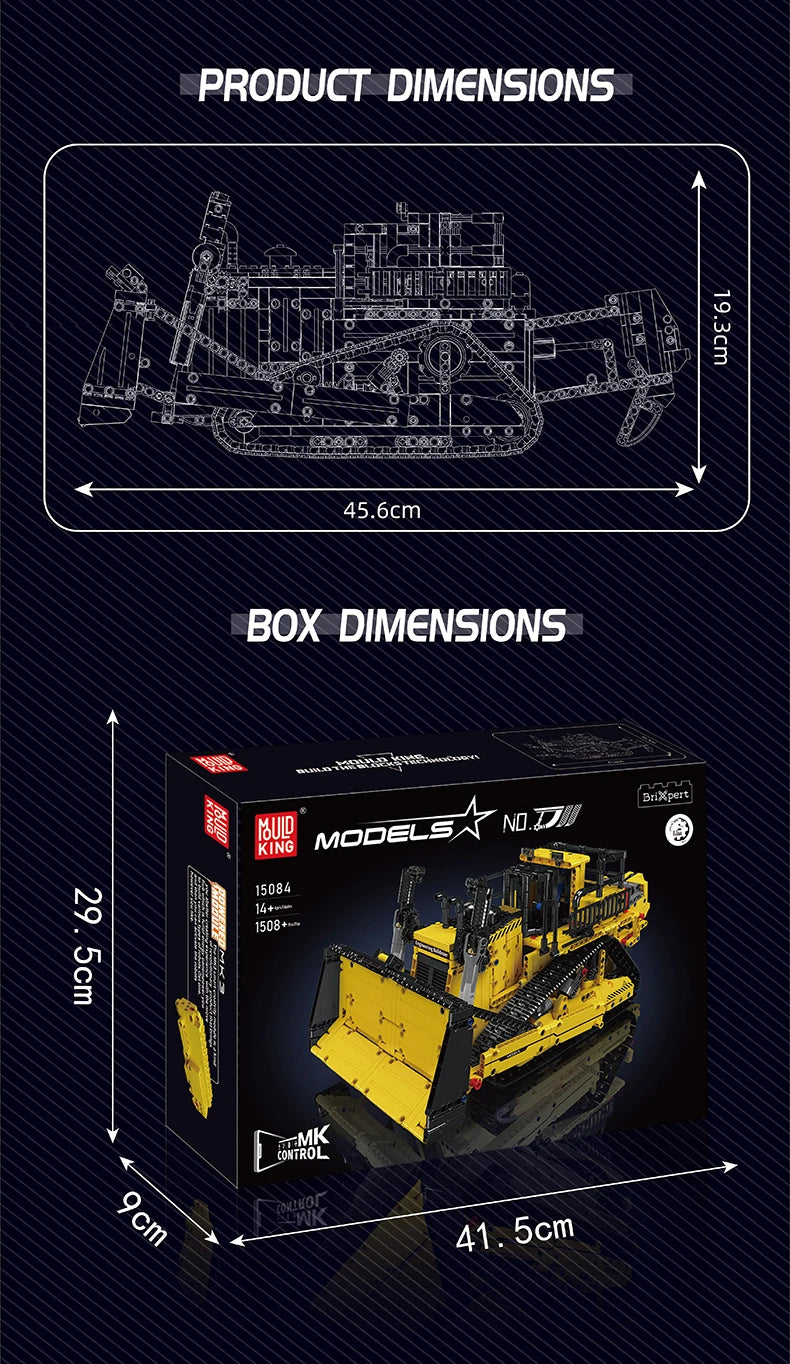 Comnox - Mould King - Bulldozer - Technische RC Bouwset - Compatibel met LEGO - 1508 Stuks - Comnox Company