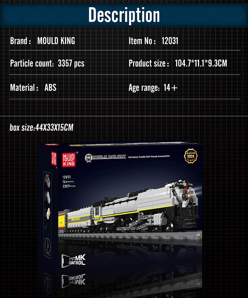 Comnox - Mould King - Union Pacific 844 Stoomlocomotief Bouwset - 3357 Stukjes - LEGO Compatible - Comnox Company
