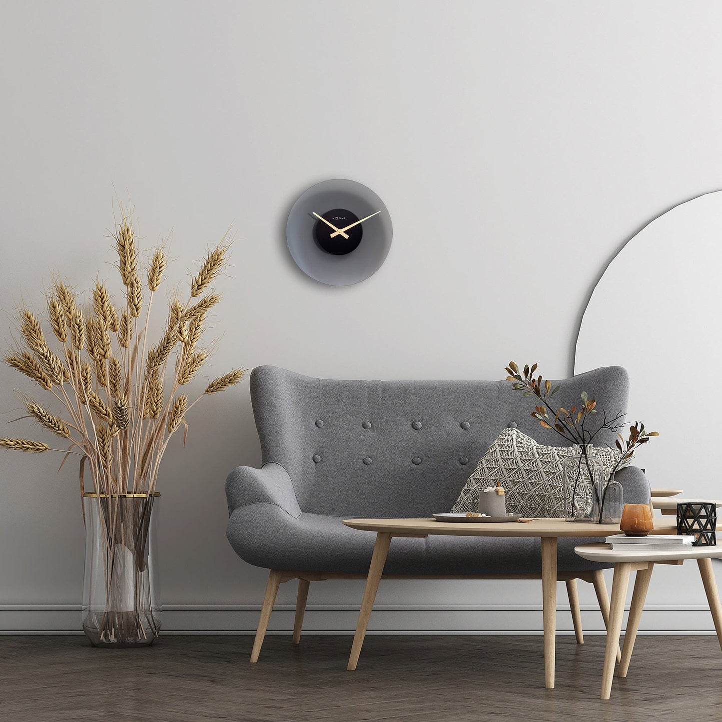 NeXtime Float - Stille design wandklok - 40 cm Glas