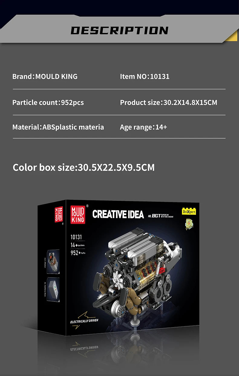 Comnox - Mould King - W16 Motor BGT Supercar Set - Technische Bouwstenen - Compatibel met LEGO - 952 Stuks - Educatief Speelgoed - Comnox Company