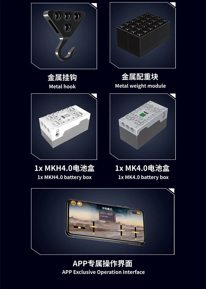 Comnox - Mould King - Technische Kraan Bouwset - 2688 Stuks - App-gestuurde Mobiele Kraan - Comnox Company