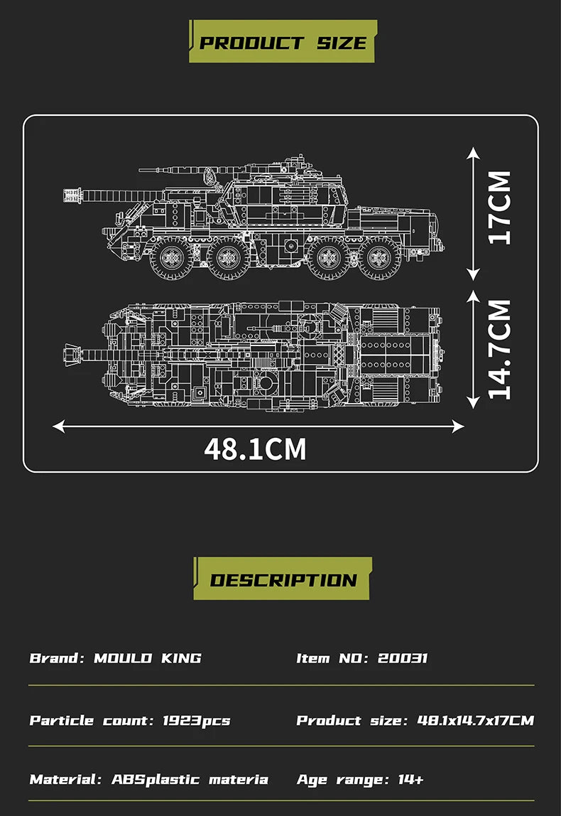 Comnox - Mould King - Dana Zelfrijdende Artillerie - 1923 Stukjes - LEGO Compatible - Comnox Company