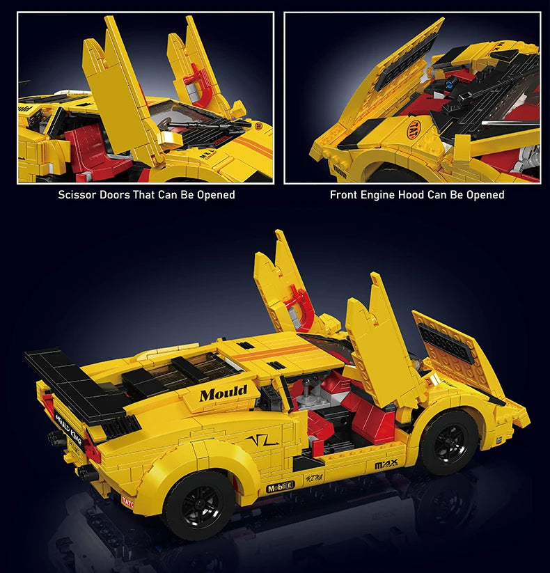 Comnox - Mould King Lamborghini Countach Bouwset - 1384 Stukjes - LEGO Compatible - Iconisch Technisch Speelgoed - Geel - Comnox Company