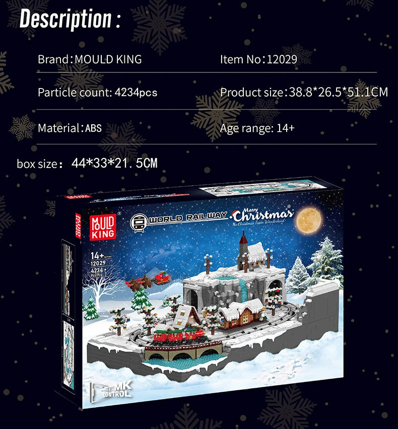 Comnox - Mould King - Kersttrein Wonderland - Gemotoriseerd Bouwpakket - 4234 Stenen - Remote Control Christmas Train Set - Speelgoed voor Kerstliefhebbers en Kinderen - LEGO Compatible
