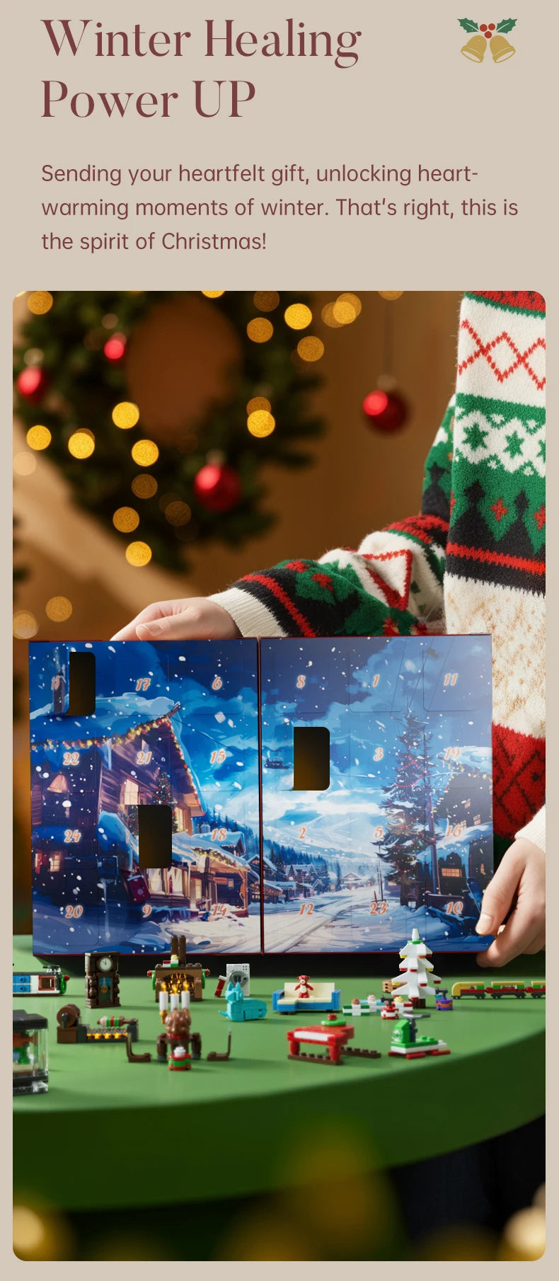 Comnox - Mould King - Kerst Countdown Kalender - 694 Stukjes - LEGO Compatible - Kerstcadeau - Groen - Comnox Company