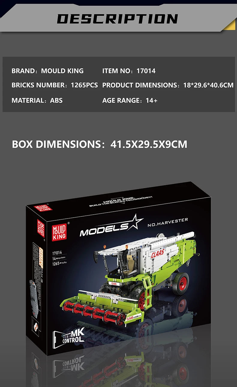 Comnox - Mould King - Technische Oogstmachine Bouwset - Oogstmachine Bouwset - 1265 Stuks - Compatibel met LEGO - Technisch Speelgoed - Educatief Speelgoed - Comnox Company