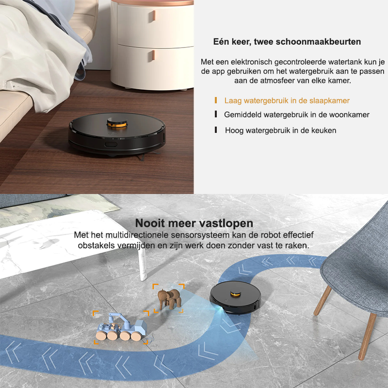 Comnox - Robotstofzuiger 3-in-1 - 4500Pa Zuigkracht - Dweil- en Stofzuigfunctie - 6400mAh Batterij - Automatische Leegstation - LiDAR Navigatie - Comnox Company