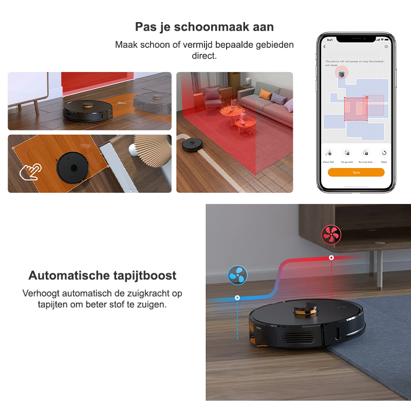 Comnox - Robotstofzuiger 3-in-1 - 4500Pa Zuigkracht - Dweil- en Stofzuigfunctie - 6400mAh Batterij - Automatische Leegstation - LiDAR Navigatie - Comnox Company