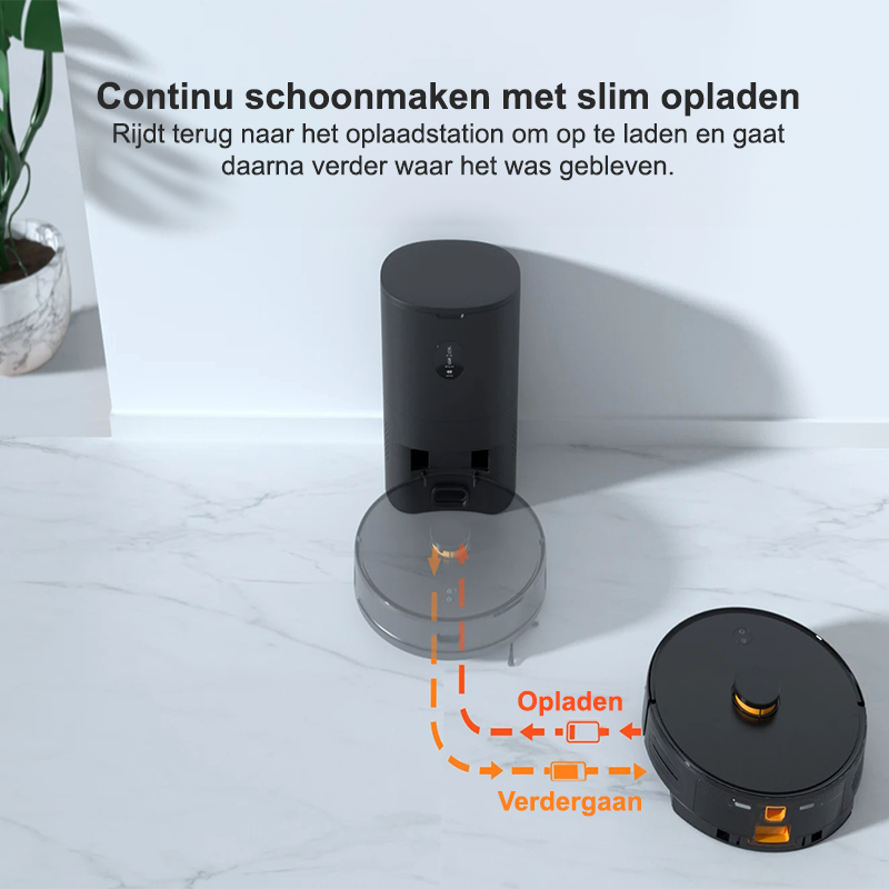 Comnox - Robotstofzuiger 3-in-1 - 4500Pa Zuigkracht - Dweil- en Stofzuigfunctie - 6400mAh Batterij - Automatische Leegstation - LiDAR Navigatie