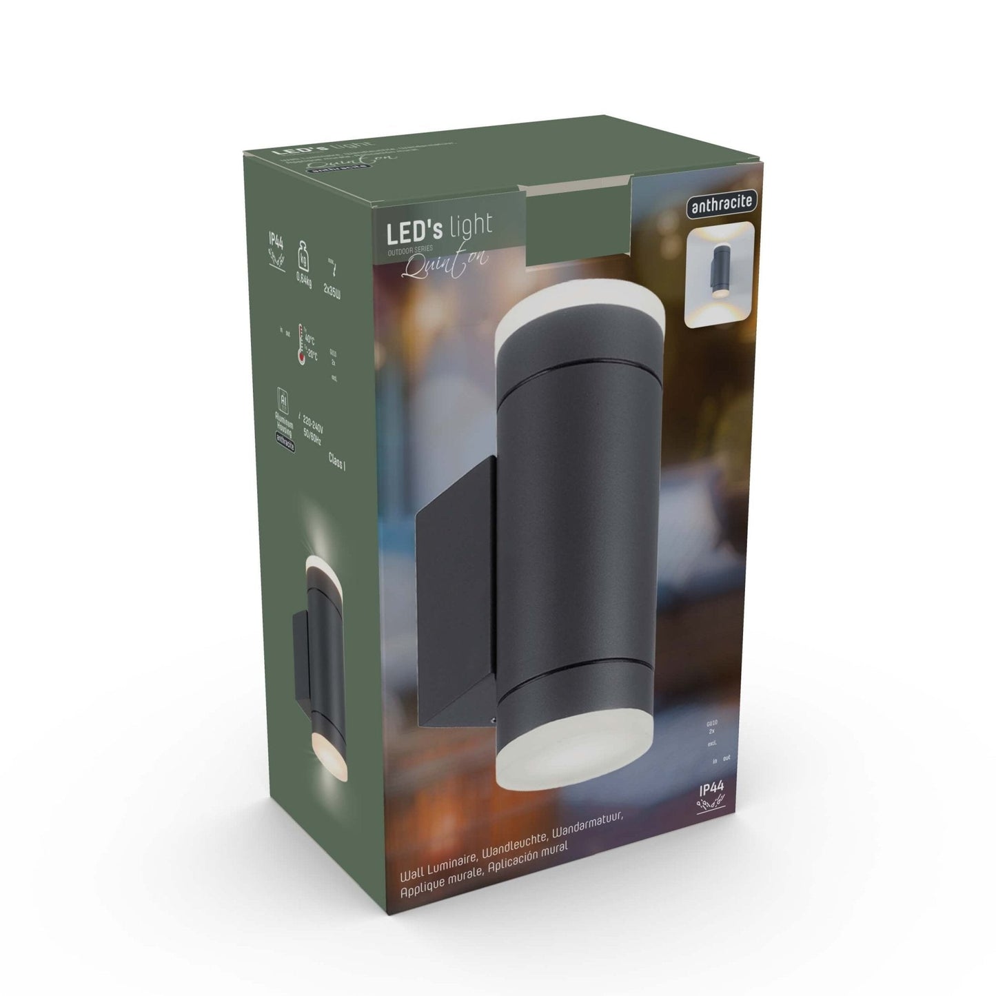 Comnox - LED's Light AllWeather Buitenlamp – Up & Downlight voor Oprit – IP44 Bescherming – GU10 fitting – Antraciet