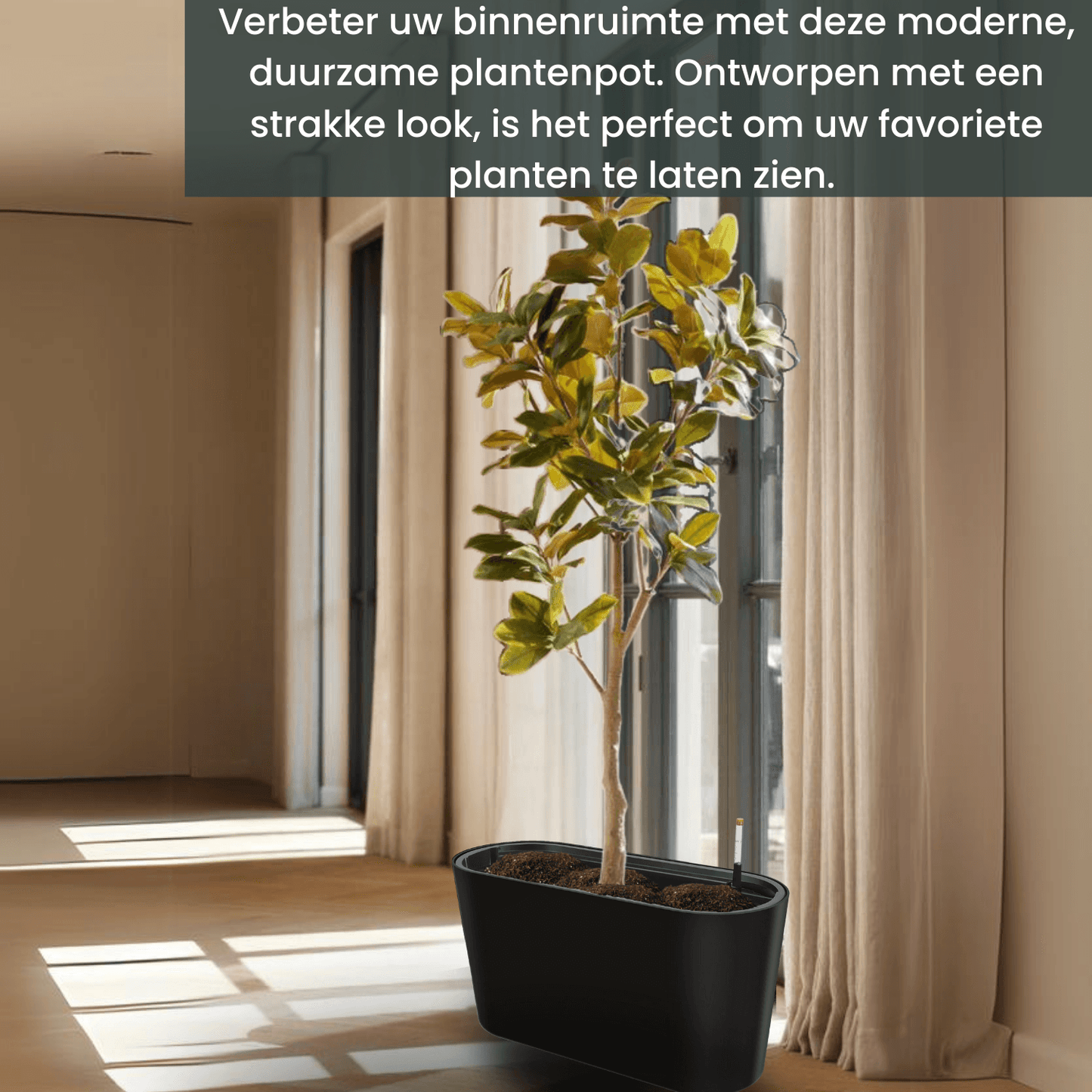 AVOID Oslo Collectie Plantenbak - Verplaatsbaar met Wielen - XL Zwart