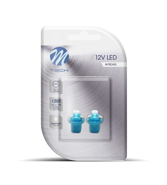 B8.5d auto lamp 2 stuks blauw | LED dashboardverlichting - klokken - schakelaars | 12V DC