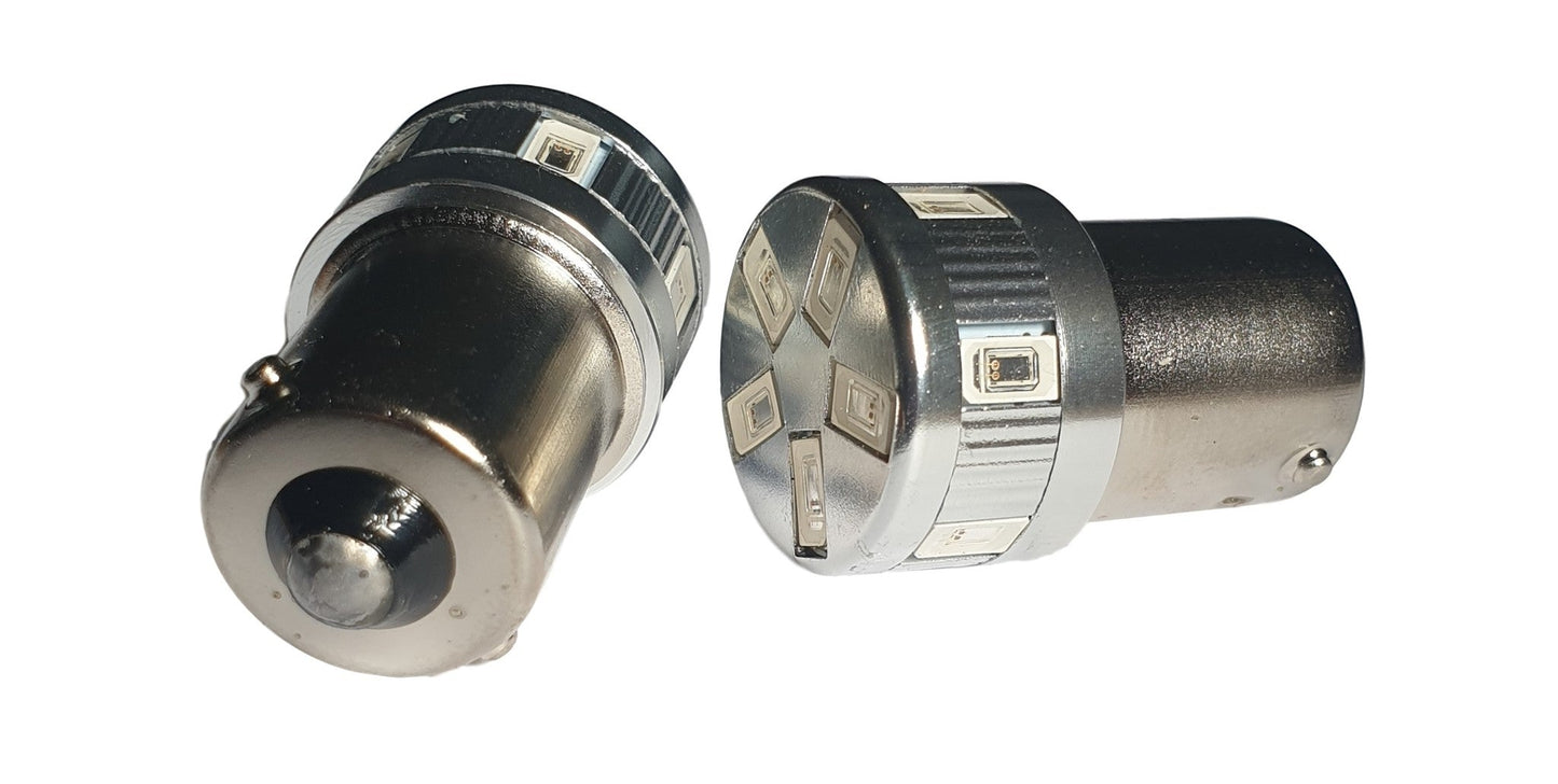 BA15S - 1156 - autolamp set | 2x 11-SMD LED oranje/amber | 12-24V DC