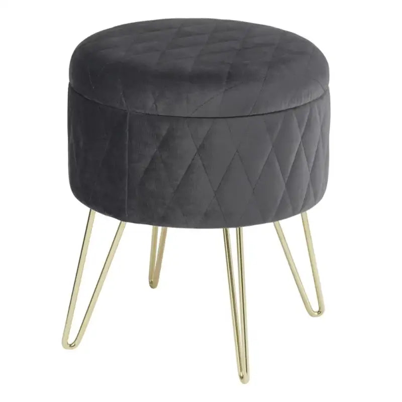 BukkitBow – Fluwelen Poef met Opbergruimte – Met Gouden Onderstel – 31.5x31.5x36 cm – Stabiel en Comfortabel