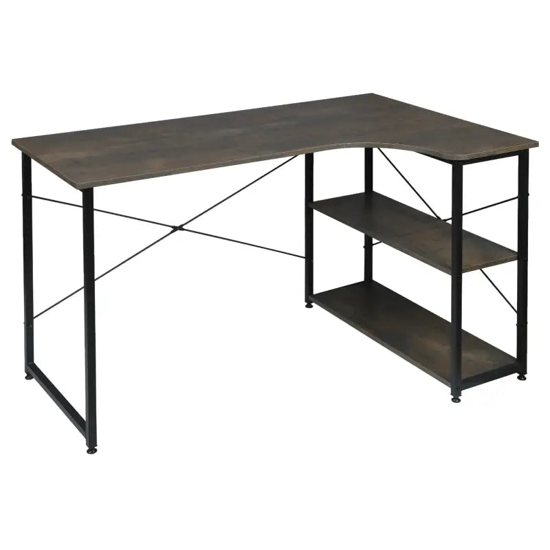 Comnox - BukkitBow Industrieel Bureau - Compact Hoekbureau met Opbergruimte - 120x74cm