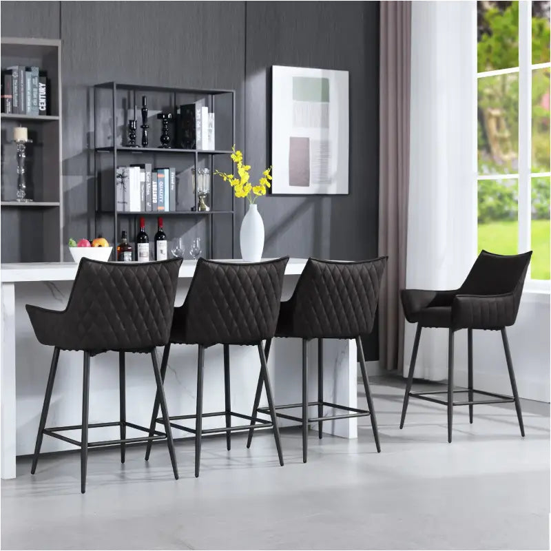 BukkitBow - Luxe Lederen Barkrukken - Met Armleuningen - Set van 2 Stuks - 62CM Hoog