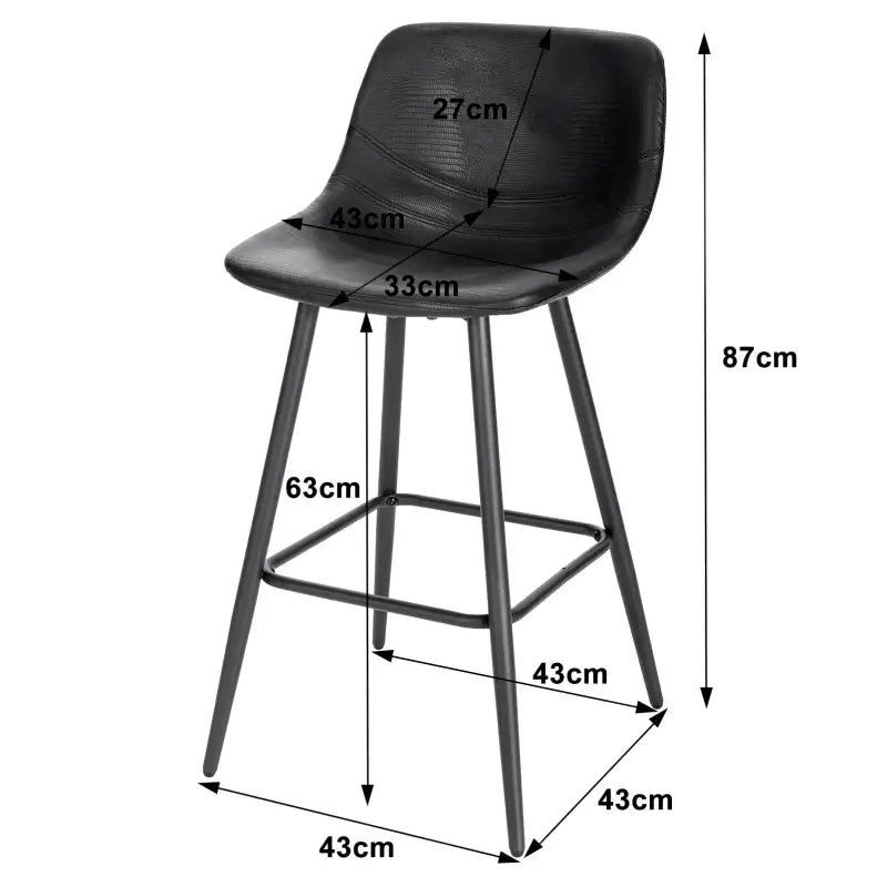 BukkitBow - Moderne Cafe / Barkrukken - Synthetisch Leer en Metaal - Verstelbare Stoelpoten - Comfortabele Kuipvormige Zitting - Zithoogte: 63CM