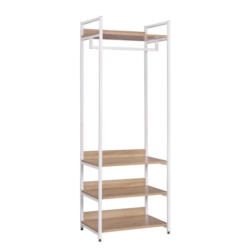 BukkitBow - Multifunctioneel Kledingrek - Staal en MDF met Kledingrail - Max 20 kg per Plank - 56x36x170cm