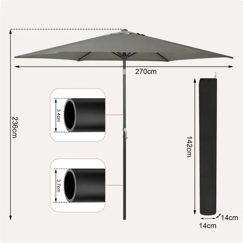 BukkitBow Parasol - UV-bestendig en waterdicht - 45 graden kantelbaar