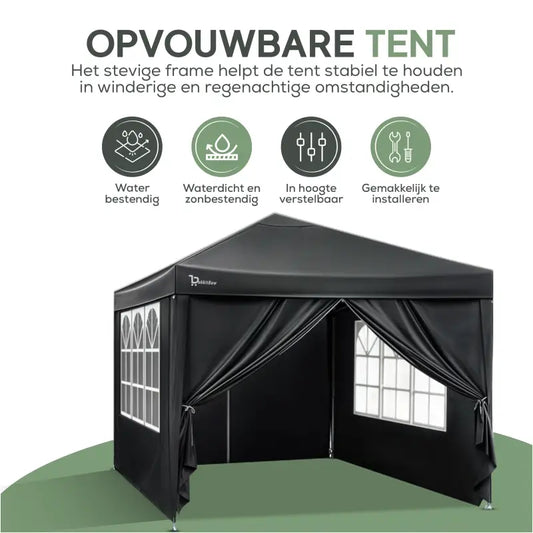 Comnox - BukkitBow Partytent met Zijwanden - Weerbestendig & Opvouwbaar - 300 x 300 cm