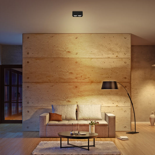 Comnox - LED's Light Cube Plafondlamp - Elegant & Draaibaar Licht - Comfortabel Verlichting voor Woonkamer, Slaapkamer en Keuken - 20 x 8 cm - Zwart