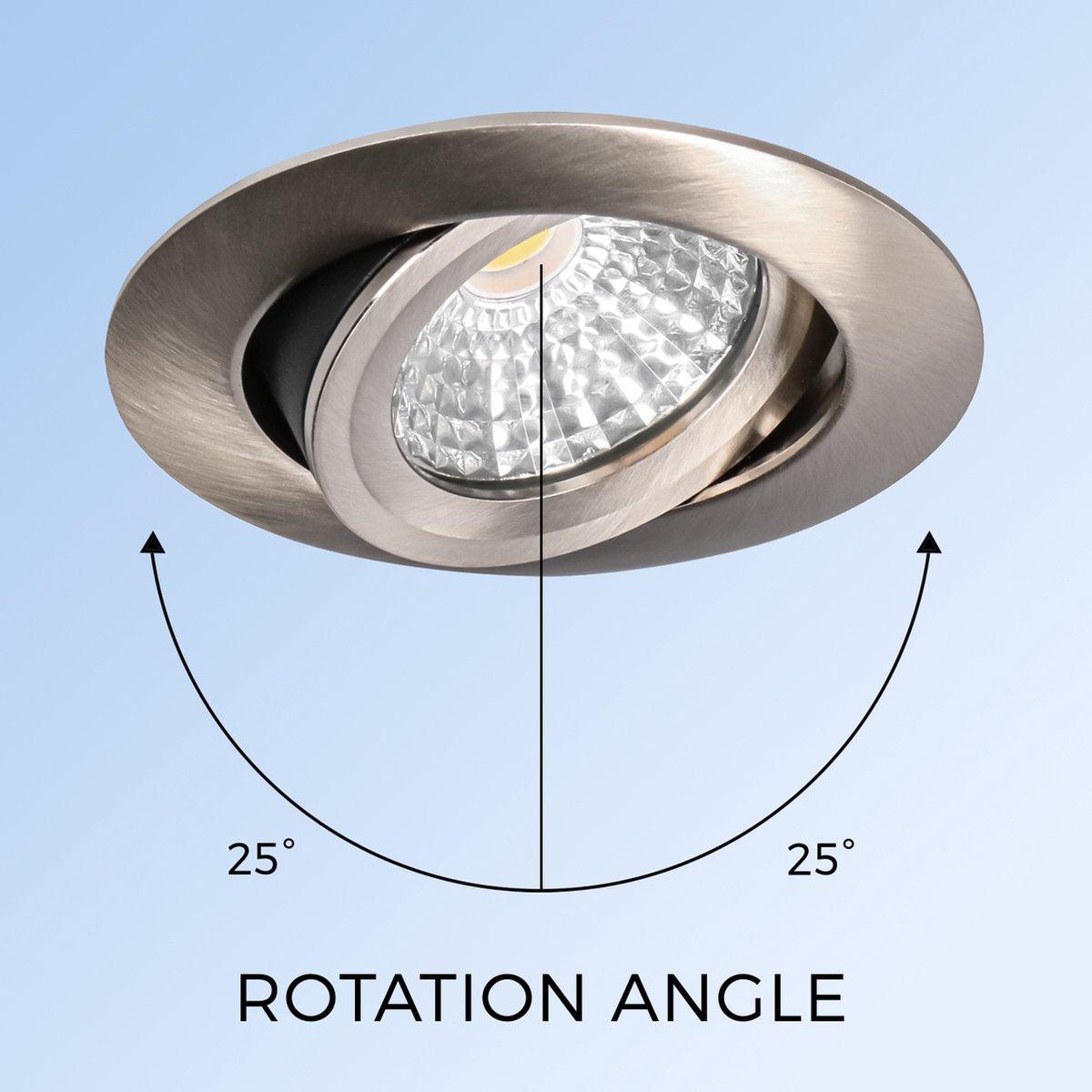Comnox - LED Inbouwspot Nikkel - DimToWarm – Warm wit licht – Dimbaar – Kantelbaar – CRI95 – Ø68mm – IP44