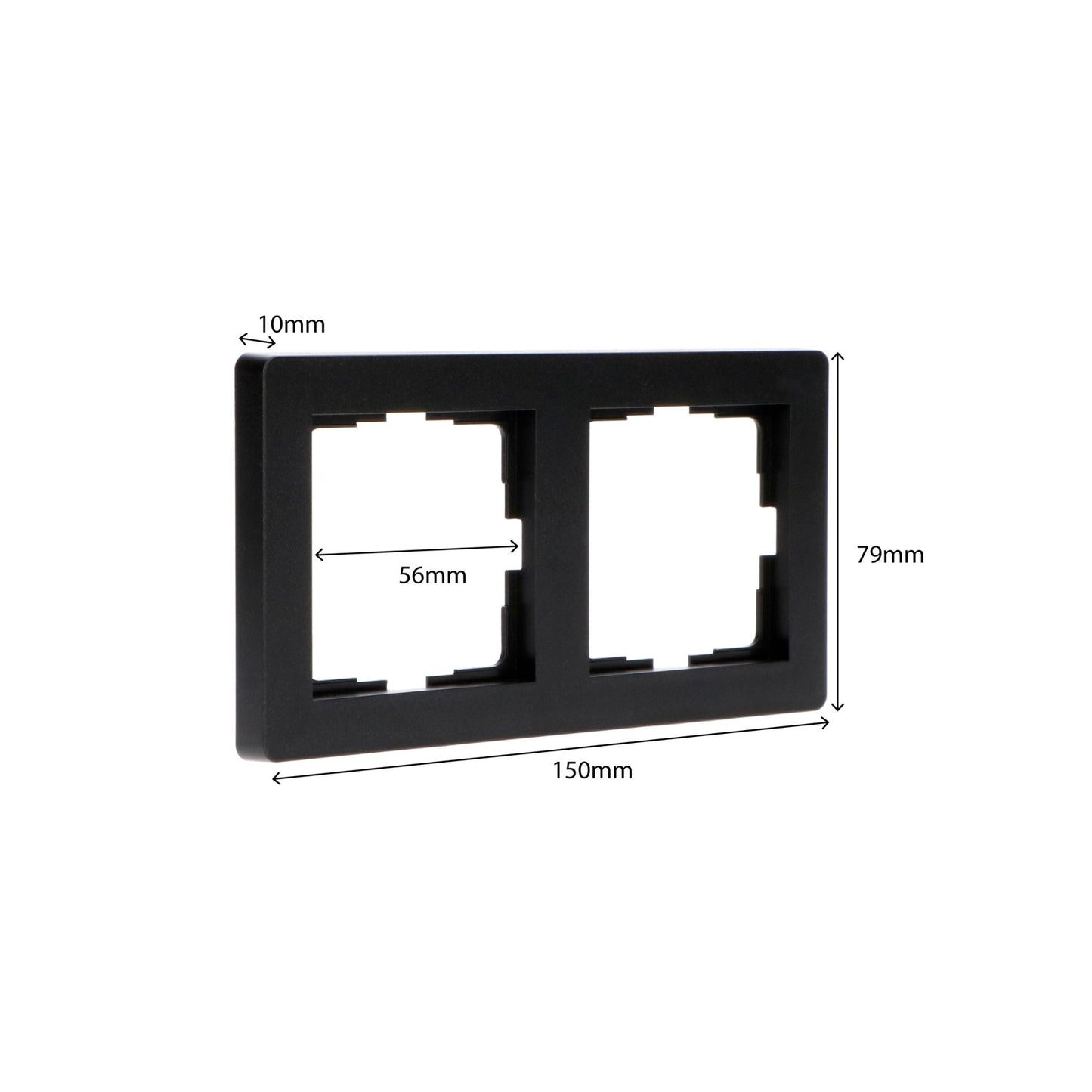 Dubbelframe voor wandcontactdoos - Universeel - 55 x 55 mm - Zwart