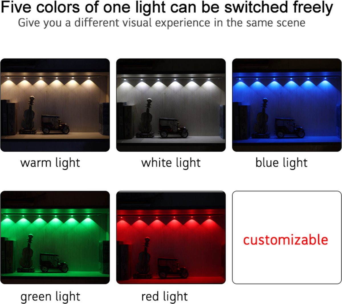 LED's Light EasyFix Kastverlichting onderbouwverlichting met Bewegingssensor - RGB functie - 3 lichtpunten - Draadloos en oplaadbaar - 35 cm