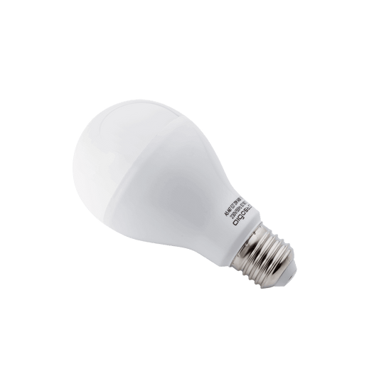 Tien witte LED-lampen met E27-schroefdraad, glanzend zilveren basis en mat witte kap, geschikt voor energiezuinige verlichting in huishoudens en kantoren.