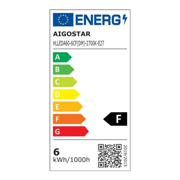 Comnox - LED Gloeilamp E27 - Warmwit Verlichting - Energiezuinig - 6W - 600lm - A60 - warm wit