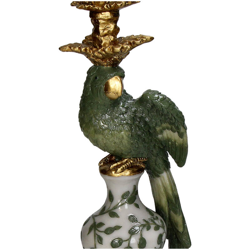 Bird Polyresin Candle Holder Green 13x13x39cm