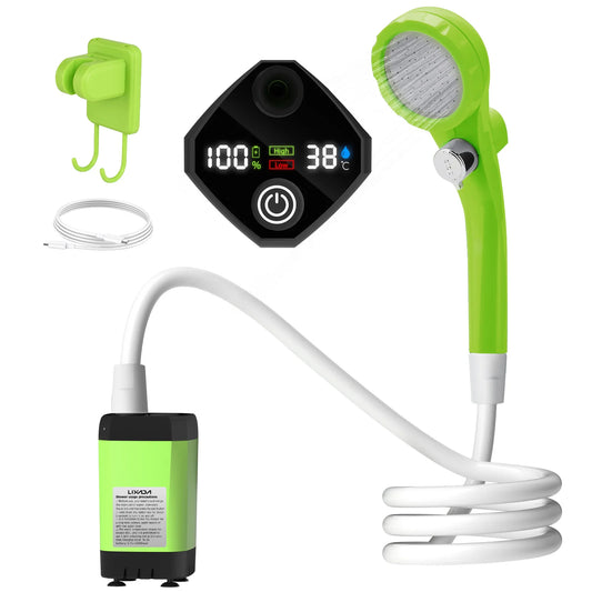 Comnox - Draagbare Camping Douchepomp - Digitale Display - Oplaadbaar - Buitendouche met Waterstop - 6000mAh Battery - Camping Shower - Groen - Comnox Company