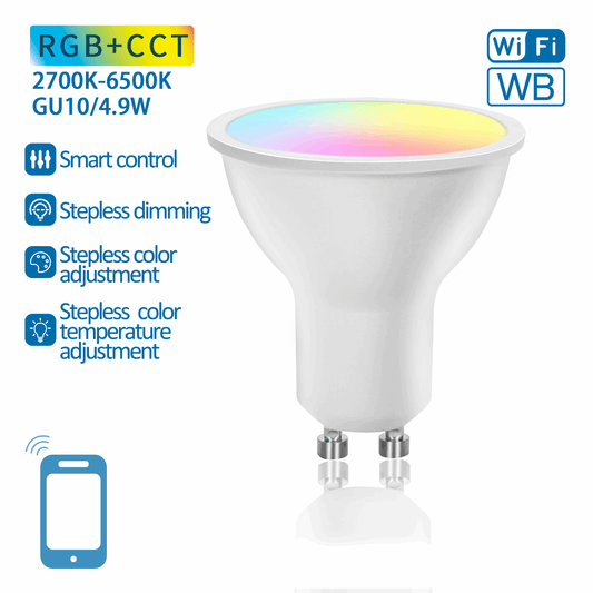 Comnox - GU10 spot WiFi RGB+CCT 2700K-6500K – Kleur & Sfeer op Maat – LED 5W – Energiezuinig – Smart Home – Warm wit