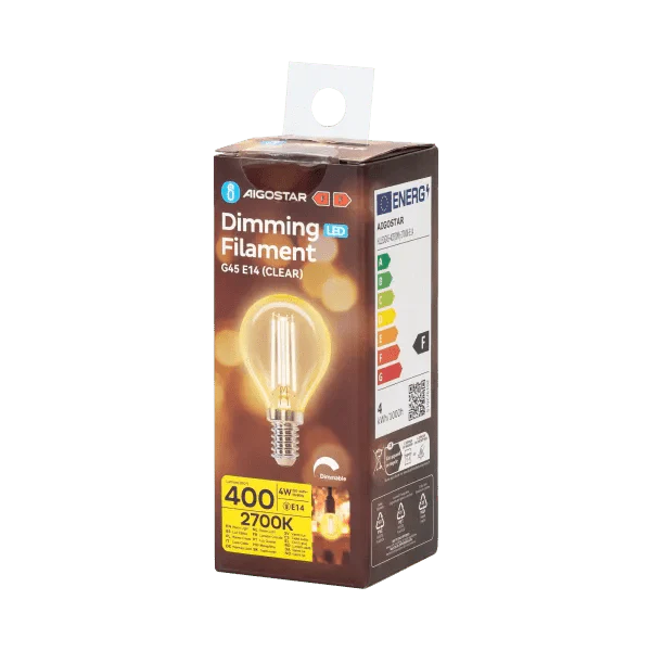 Comnox - Kogellamp E14 LED - Warm wit sfeer lamp - Energiezuinig 4W - 400lm - G45 - helder glas